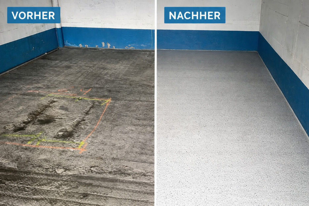 Vorher Nachher Betoninstandsetzung Schäden Aufnahme Tiefgarage